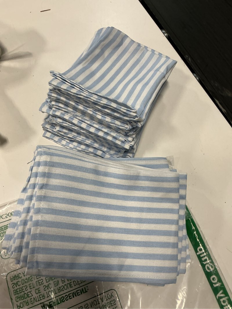 Condition photo showing Good Condition for funnymoom 24 pcs coastal blue and white striped cloth napkins last toast on the coast party reusable napkins french retro toile dinner soft absorbent for summer holiday party coastal striped 24
