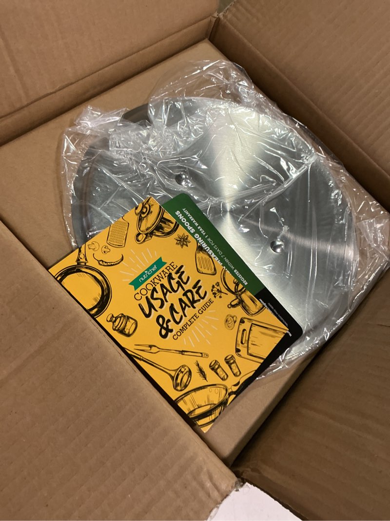 Condition photo showing New/Like New for NutriChef 8 Qt Heavy-Duty Stockpot with Stainless Steel Lid - Induction Compatible Cooking Pot, Ideal for Soups and Stews 8 Quarts