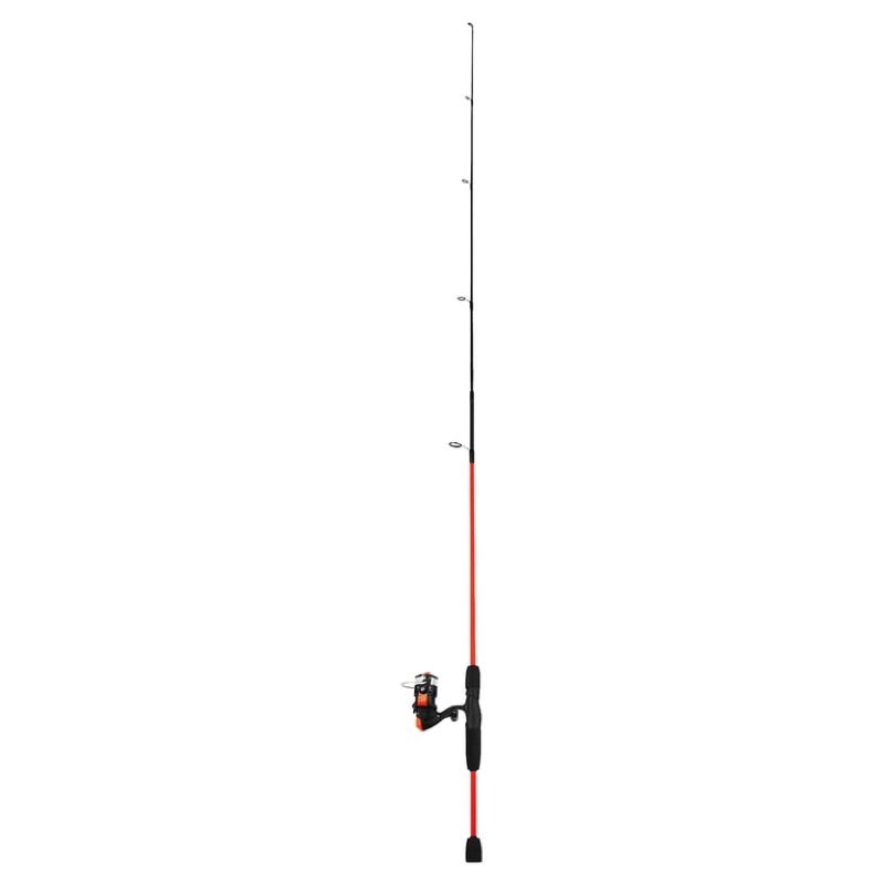 ozark trail wayfarer fiberglass spinning fishing rod and reel combo for adults, 5' 6", orange, 2 pieces