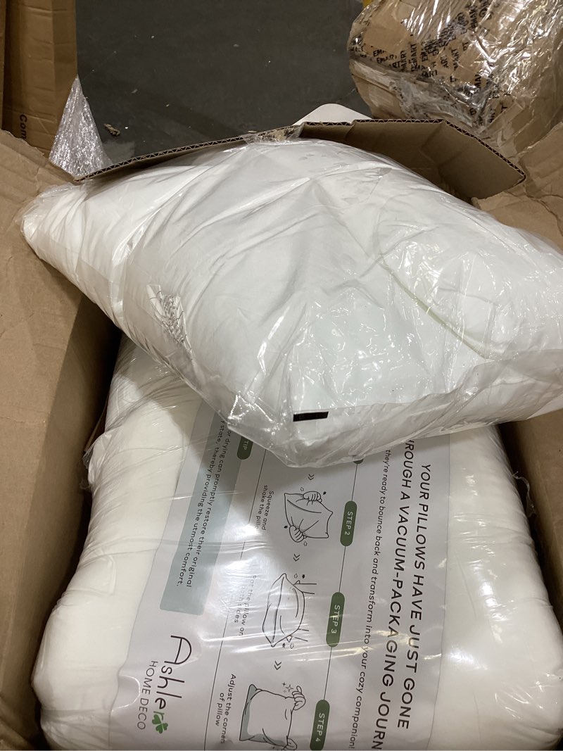 Condition photo showing Good Condition for 2 pack 20x30 inch bed pillows, soft supportive low profile pillows for sleeping, queen,white glossy white queen (pack of 2)