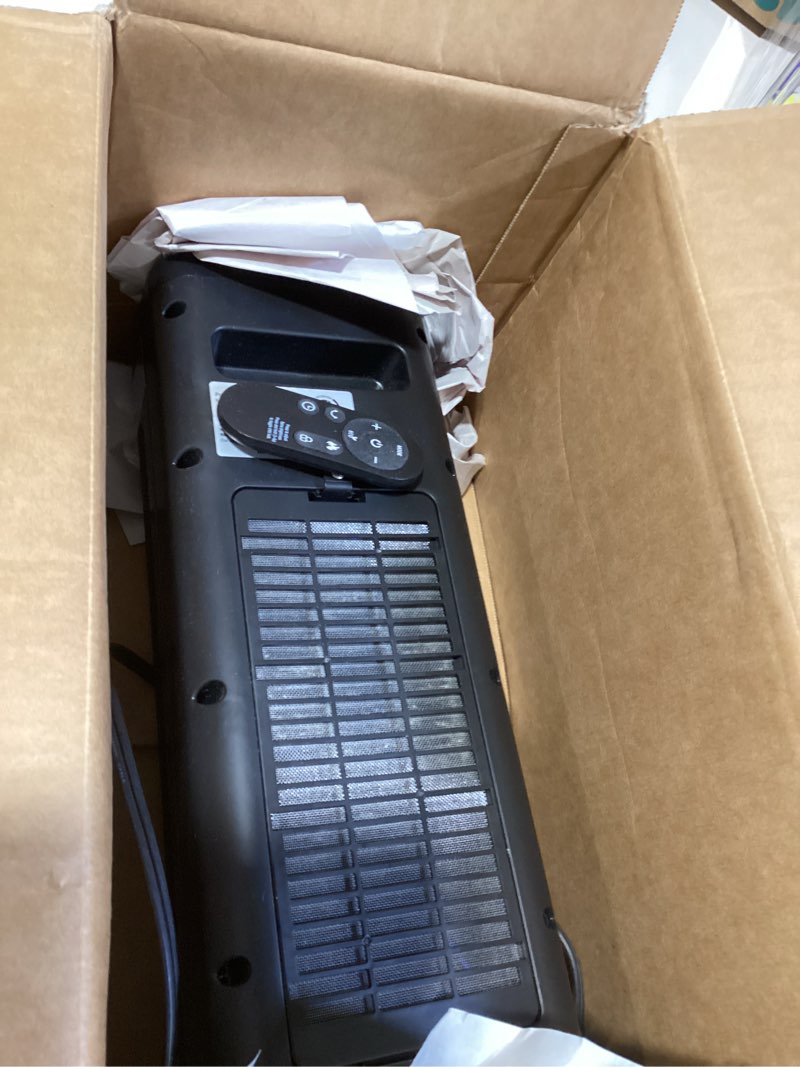 Condition photo showing Good Condition for dumos 24inch space heaters for indoor use, portable heater with 3 light colors, adjustable thermostat with remote, tip-over protection up to 95°f, 60°oscillation