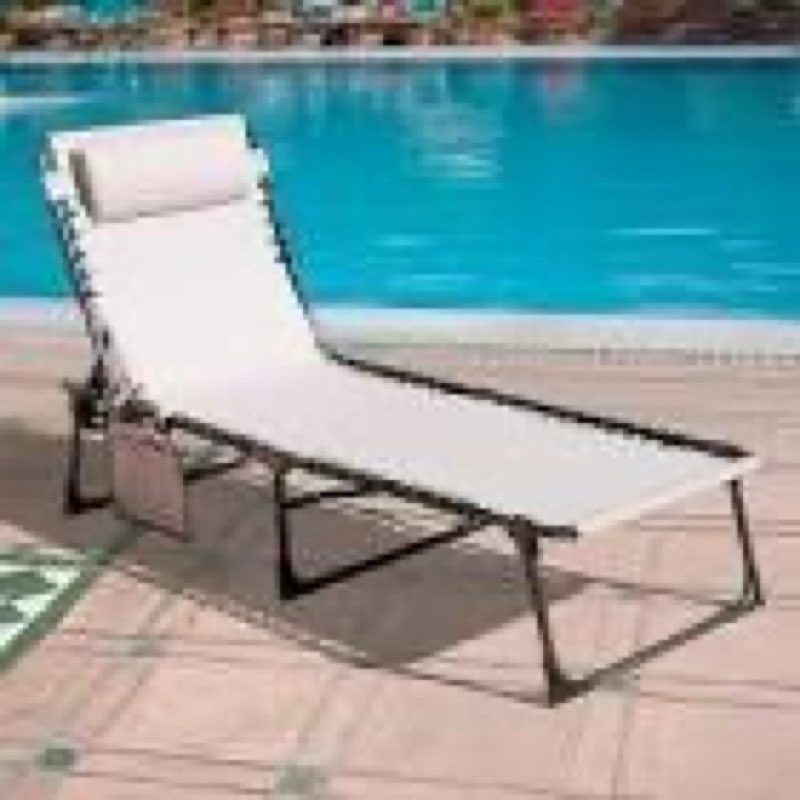 outdoor folding chaise lounge chair fully flat for beach
