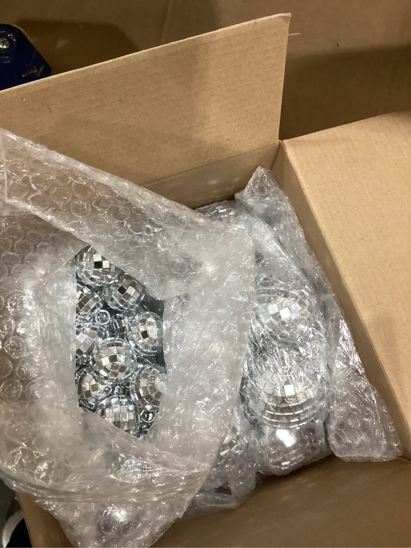 Condition photo showing Good Condition for sumind 50 pcs disco balls decor silver mirror disco balls hanging decor assorted reflective wedding dance music festivals for christmas stage club ballroom hall prop (1.2'',2'',3.2'',4'') 1 1.2'', 2'', 3.2'', 4''