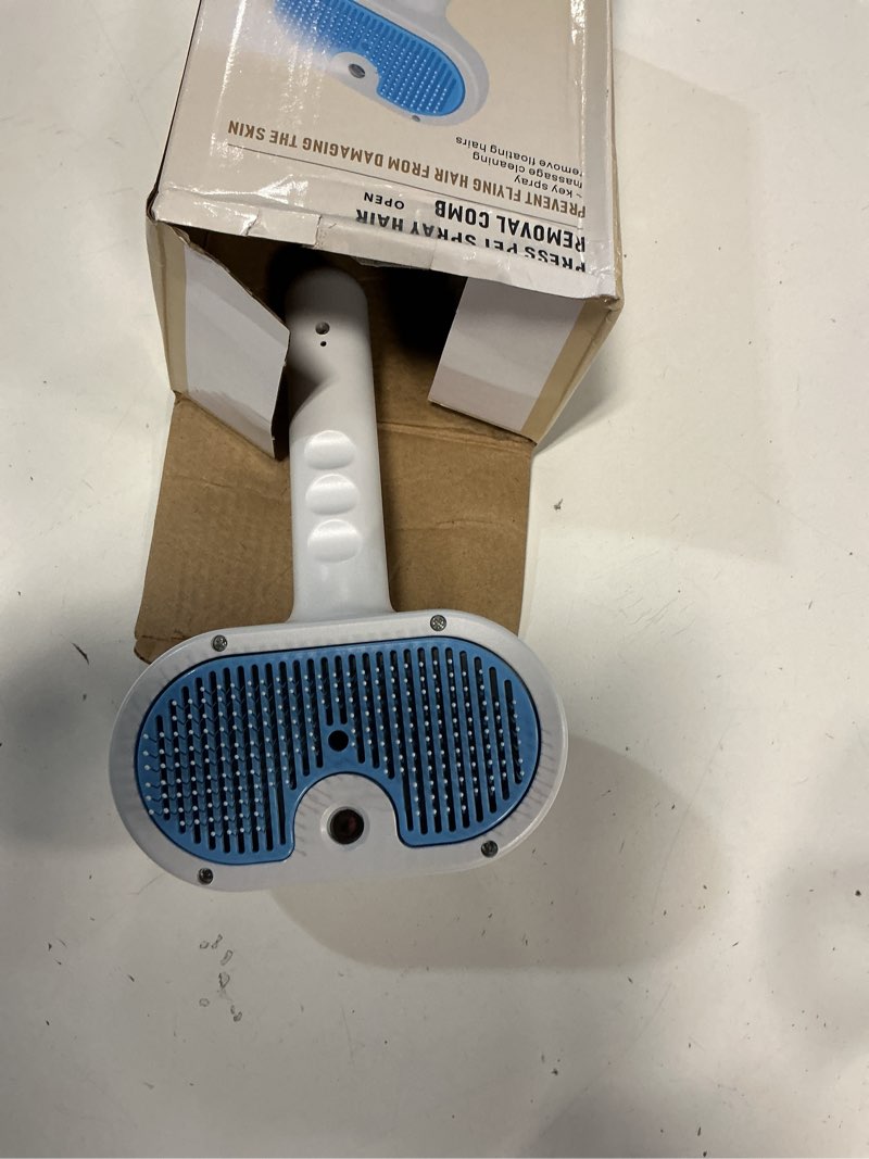 Condition photo showing Good Condition for Pet Steam Brush for Dog & Cat - 3-in-1 Steam Grooming Brush for Shedding & Hair Removal - Self Cleaning Spray Comb with Mist for Long Haired Pets - Includes 1*Waterless Shampoo, Blue. 7.87in blue-Waterless Shampoo Blue