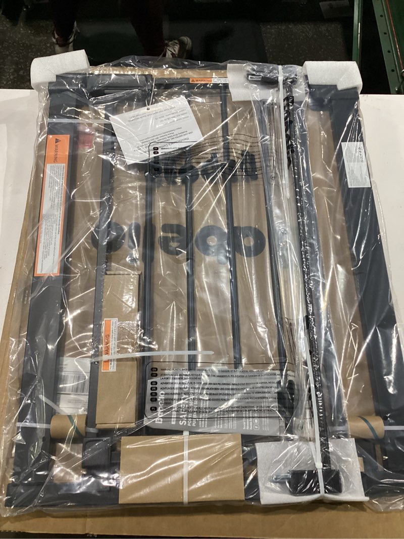Condition photo showing New/Like New for babelio baby gate for doorways and stairs, 26-31" pet gate with wide walk thru door and lock indicator, no drill pressure mounted safety gate with double lock and self-closing, black black 26-31"w, 30"h