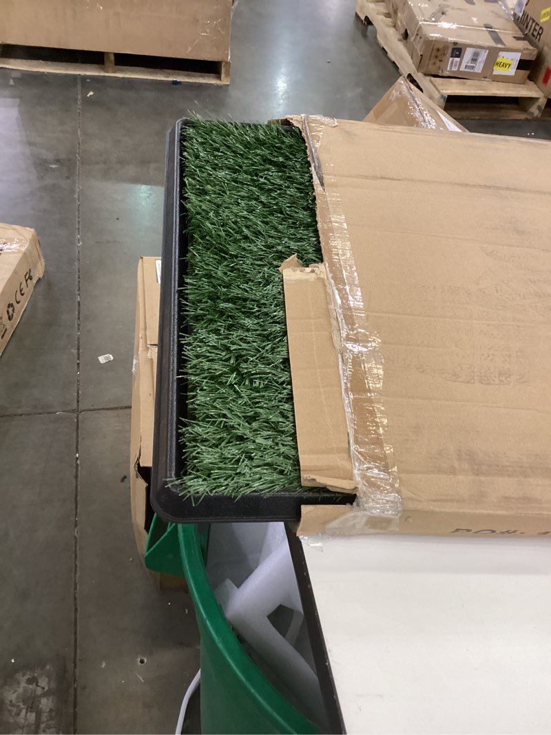 Condition photo showing As Is for Artificial Grass Puppy Pee Pad for Dogs and Small Pets - 20x25 Inch, Reusable 3-Layer Turf Pads for Dogs with Tray - Indoor and Outdoor Fake Grass Potty Pet Supplies by PETMAKER Medium 3-Layer System