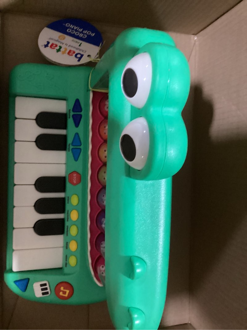Condition photo showing As Is for battat croco pop piano toy keyboard with songs sounds lights, baby and toddler toys