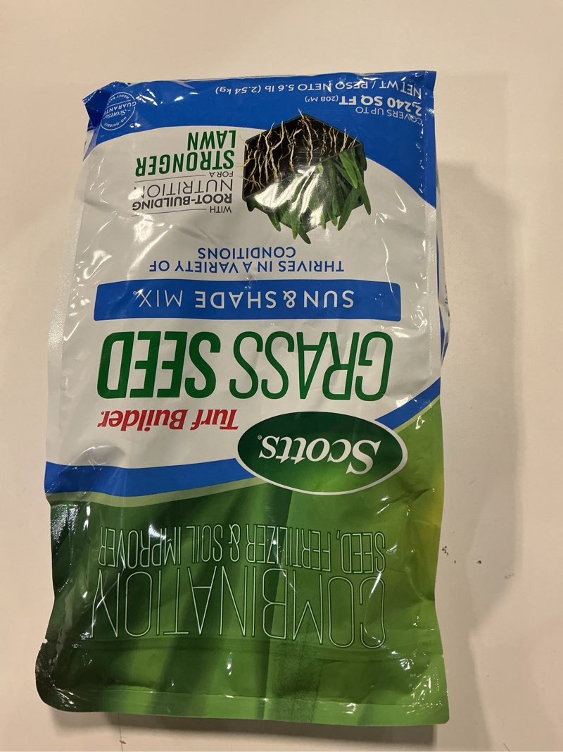 Condition photo showing New/Like New for Scotts Turf Builder Grass Seed Sun & Shade Mix with Fertilizer and Soil Improver, Thrives in Many Conditions, 5.6 lbs. 5.6 lb.