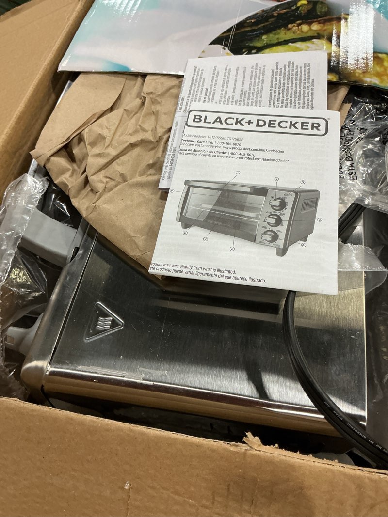 Condition photo showing As Is for BLACK+DECKER 4-Slice Toaster Oven with Natural Convection, Stainless Steel, TO1760SS (TO1760SST-1)