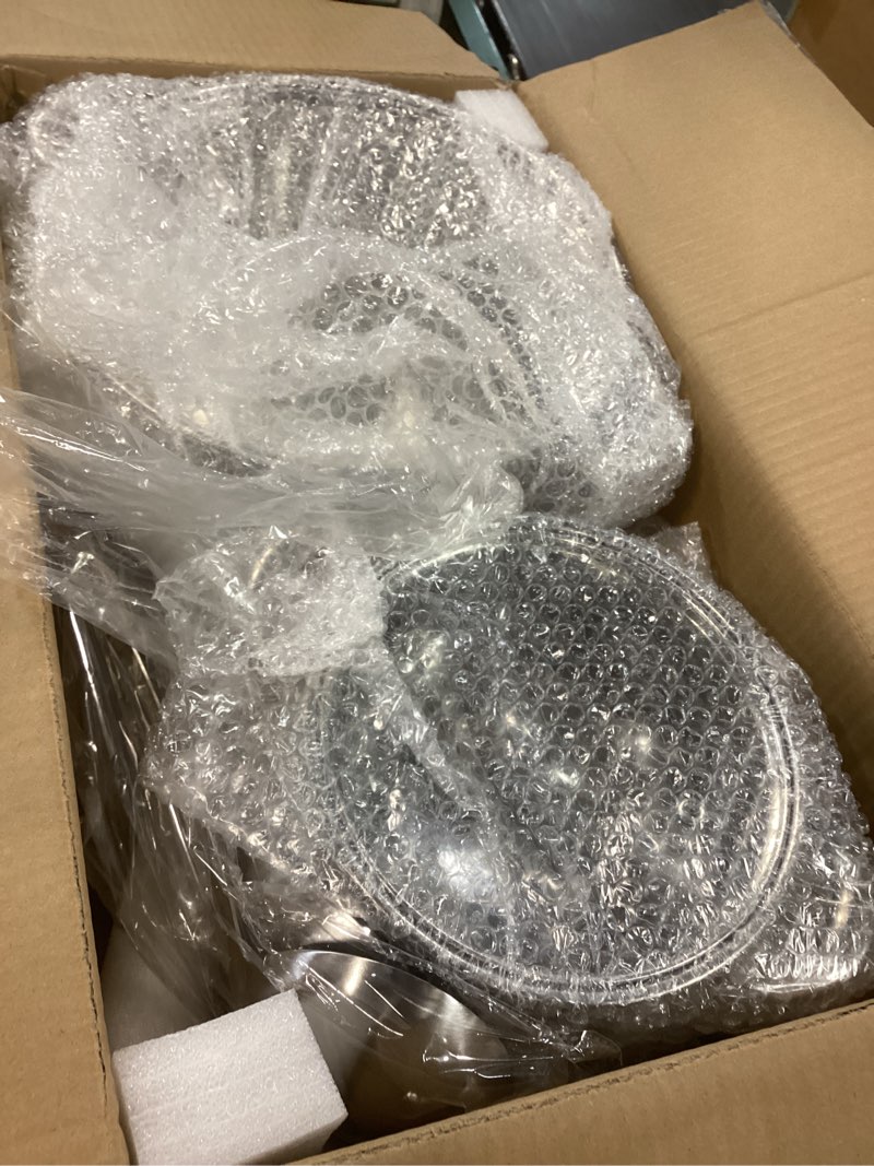 Condition photo showing Good Condition for stainless steel cookware set - 15 pieces pots and pans nonstick pot and pan set includes 1 frying pans, 5 pots, 6 lids and 3 utensils, with stay cooling handle, induction & oven safe silver 15p