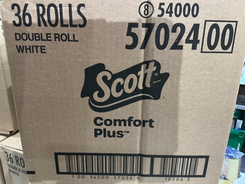 Condition photo showing New/Like New for scott comfortplus toilet paper, 36 double rolls, 231 sheets per roll, septic-safe, 1-ply toilet tissue double 231 sheets (pack of 36)