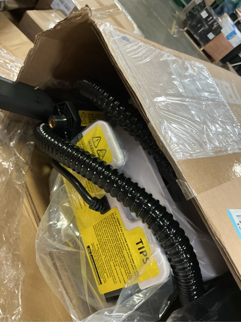 Condition photo showing As Is for steam cleaner: 40s fast heating-0.66gal (2.5l) large tank-21 pcs kit-no cooling-refill anytime-detachable hose multi portable steamer mop for home car bed furniture tile grout floor cleaning white