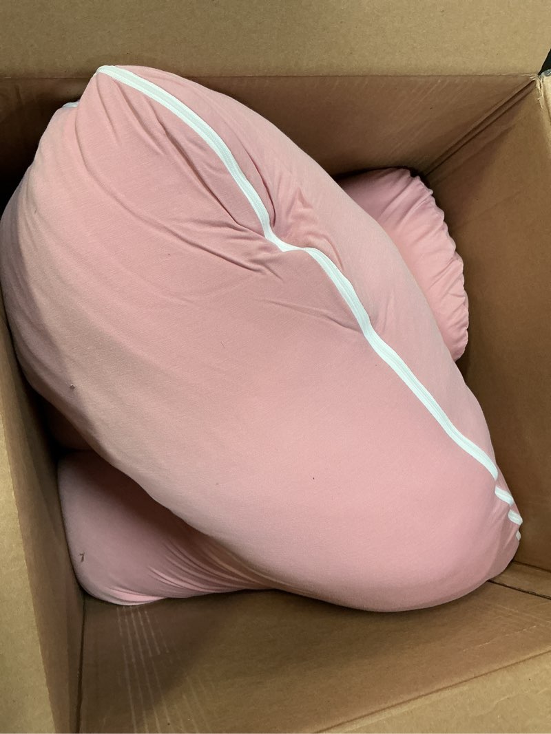 Condition photo showing As Is for QUEEN ROSE Extra Long Pregnancy Pillows, 60 Inch U Shaped Body Pillow for Sleeping, Cooling Maternity Pillow for Pregnant Women, Body Support for Adults, with Soft Silky Cover, Pink Cooling Silky - Pink 60in
