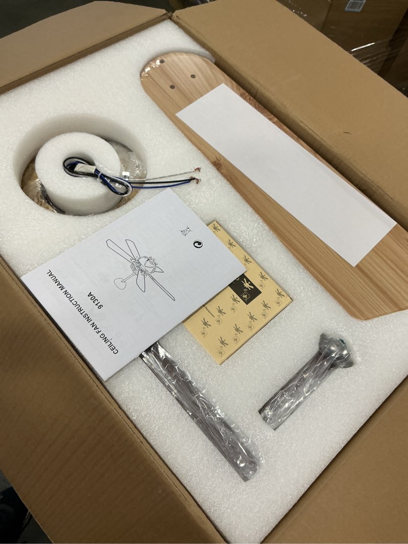 Condition photo showing New/Like New for Antler Rustic Ceiling Fan with Lights and Remote, Modern Chandelier Fan Light, Indoor Cabin Electrical Fan with 5 Wood Blades for Hunting, Farmhouse, Bedroom Living Room(52", Red Bronze)