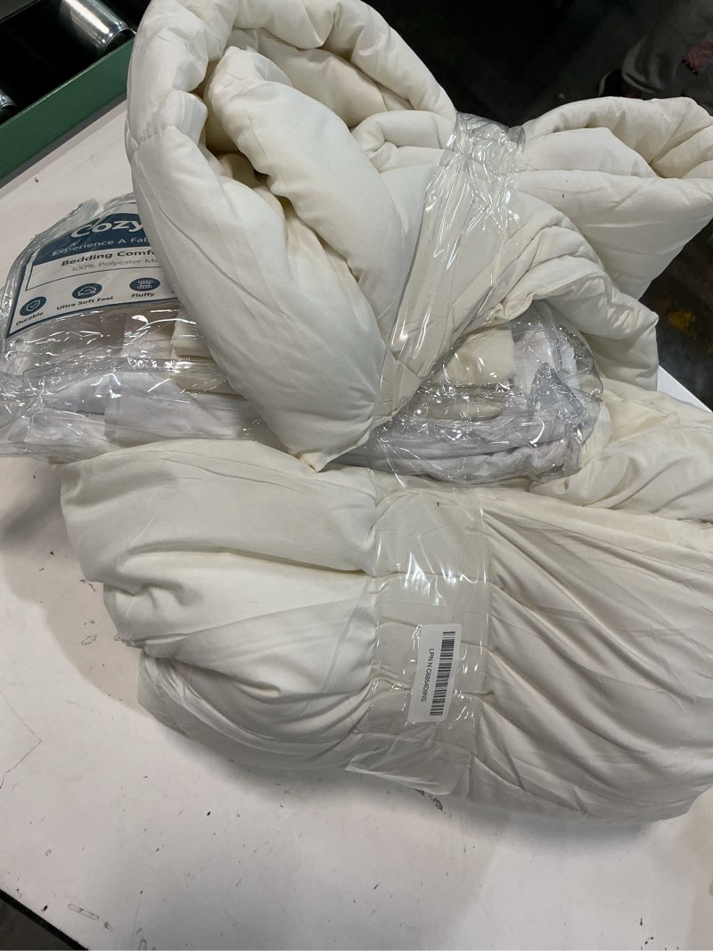 Condition photo showing Good Condition for cozylux full size comforter sets ivory - 7 pieces bed in a bag full, luxury soft bed set for all seasons, bedding set with down alternative comforter, sheets, pillowcases & shams ivory full