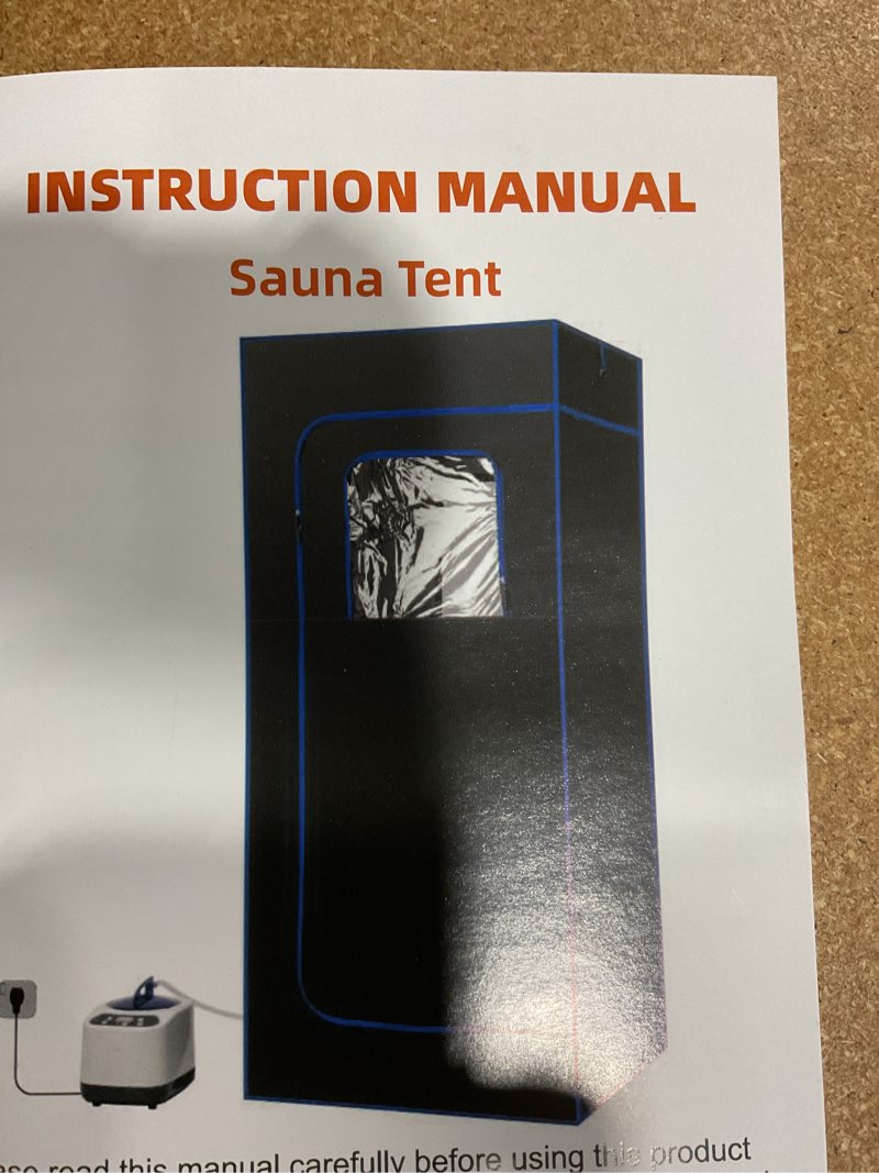 Condition photo showing New/Like New for kasue portable steam sauna tent for home, infrared sauna with 3l steamer, 9 temp levels & 99 min timer, 5-layer waterproof insulated, folding chair included, indoor spa (light black)