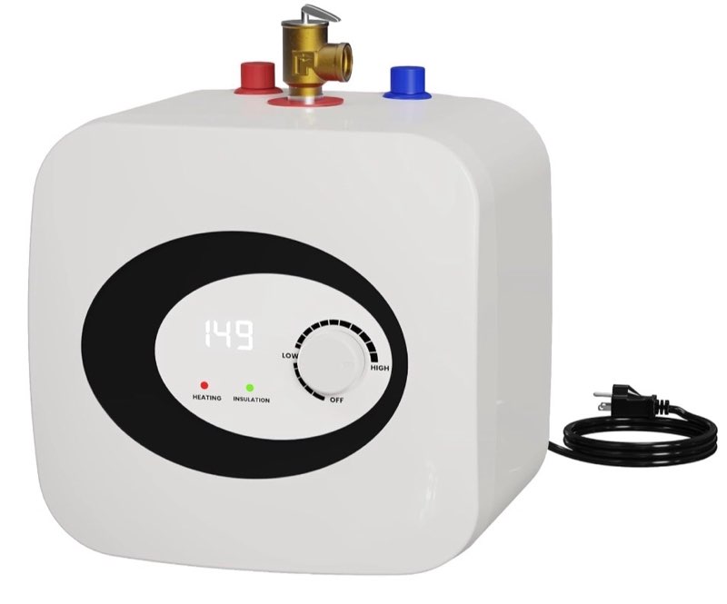 2.5 gallon mini tank electric water heater, 1500w 110v/120v, under sink water heater with digital di