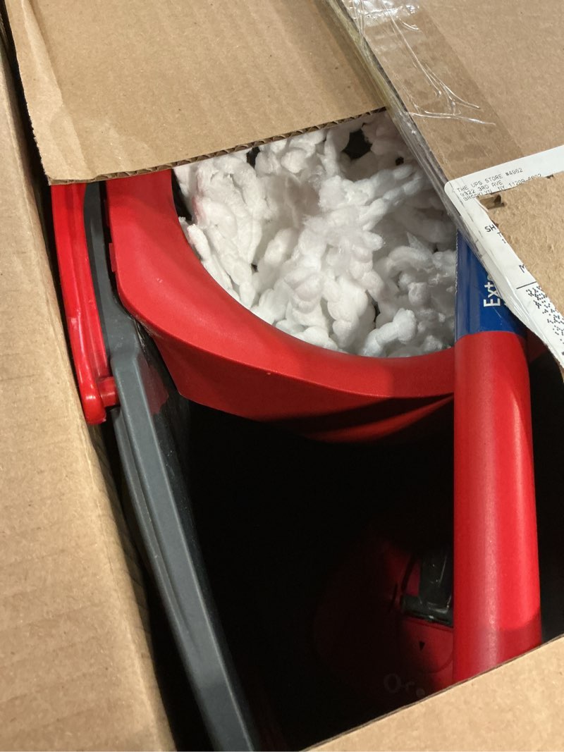 Condition photo showing As Is for O-Cedar EasyWring Microfiber Spin Mop, Bucket Floor Cleaning System, Red, Gray, Standard Easywring Spin Mop & Bucket