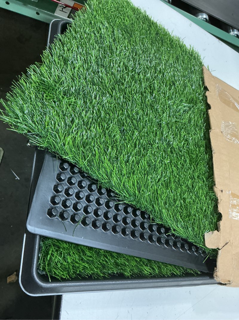 Condition photo showing Good Condition for loobani dog grass pad with tray - dog litter box - indoor potty for apartment and patio training - with 2 packs grass pee pads for replacement, 16×20 inch tray potty 16*20inch