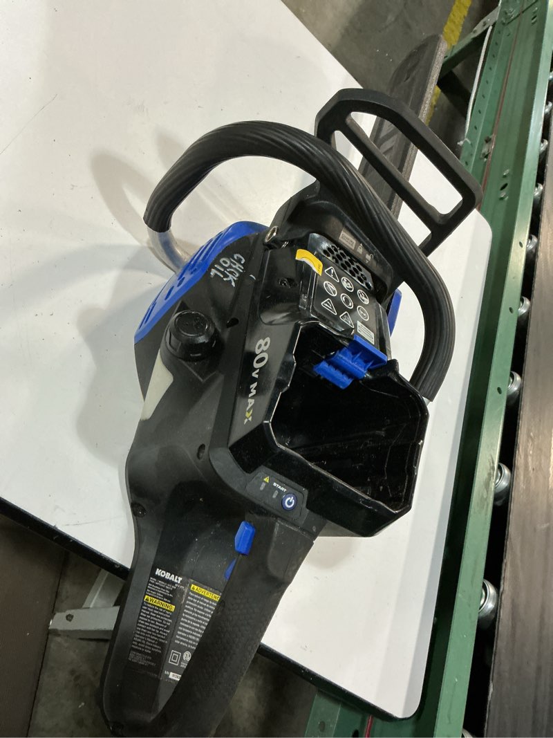 Condition photo showing As Is for kobalt 80-volt 18.0-in battery chainsaw battery not included charger not included