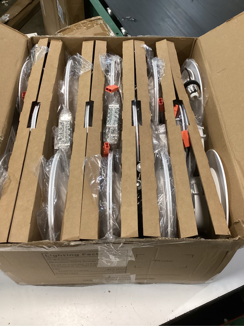 Condition photo showing Good Condition for ensenior 5/6 inch 5cct led can lights 24 pack, retrofit led recessed lighting, baffle trim, dimmable, 9w=110w, 1000lm, 2700k/3000k/3500k/4000k/5000k selectable, ic rated - etl & fcc white-6 inch 24 pack