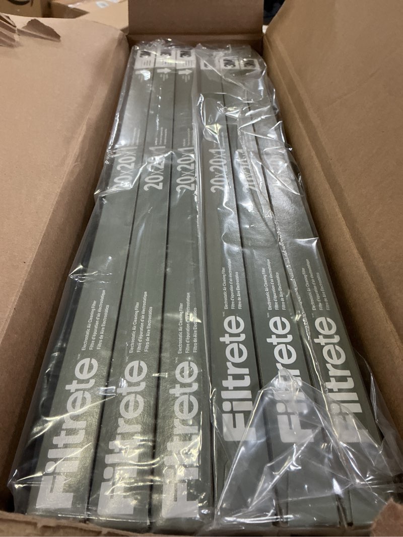 Condition photo showing New/Like New for filtrete 20 x 20 x 1 air filter, merv 5, 6-pack, ac furnace hvac, mpr 300 basic dust defense, pleated electrostatic, removes lint 20x20x1