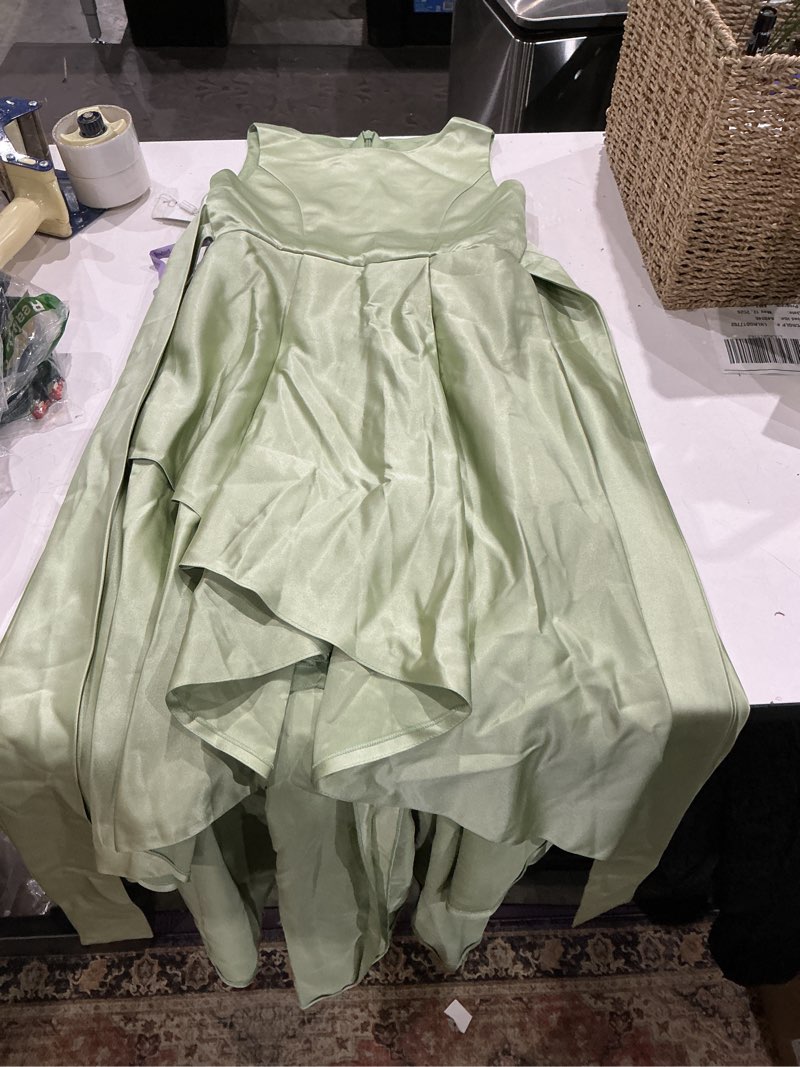 Condition photo showing Good Condition for dideyttawl satin hi-lo formal dress for girls 4-16 sleeveless a line quinceanera dresses flower girl dresses for wedding 10 sage green