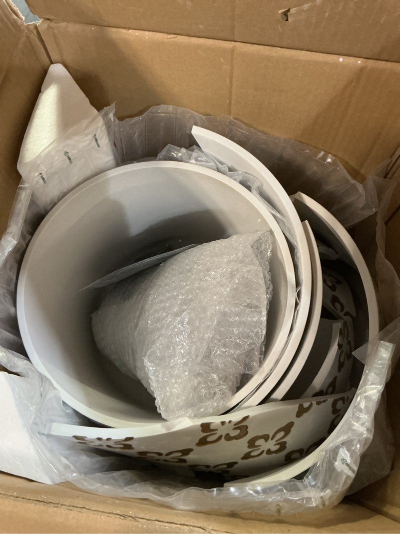 Condition photo showing As Is for similar 7.5/6.5/5.5/4.9/4.2/3.5 inch plant pots with drainage holes and saucer, plastic flower pots for indoor plants, lightweight planter pots for plants, white white 7.5/6.5/5.5/4.9/4.2/3.5inches