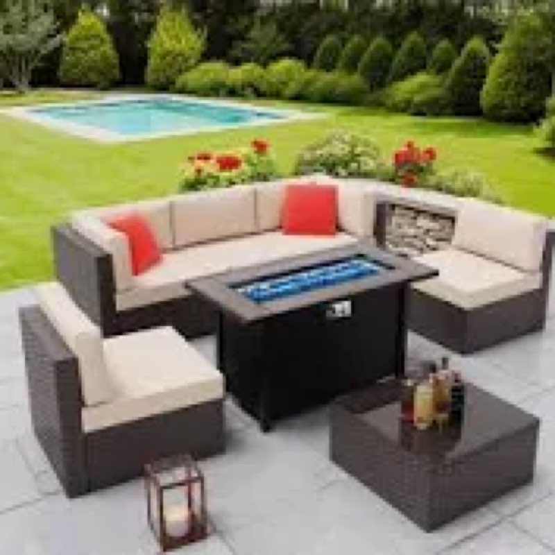 7 piece sectional seating group with cushions
