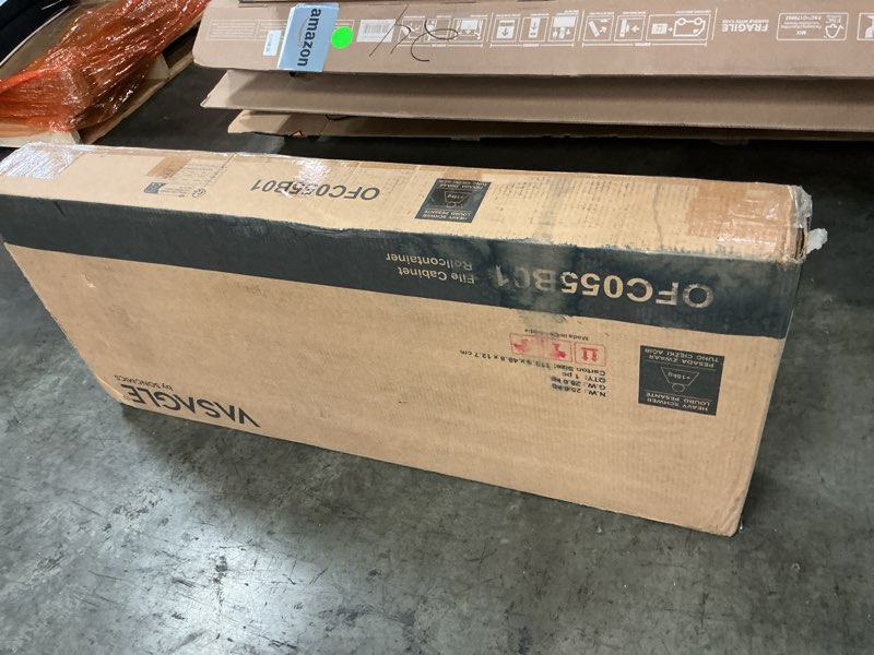 Condition photo showing New/Like New for VASAGLE 3-Drawer Vertical File Cabinet, Filing Cabinet for Home Office, Printer Stand, with 3 Lockable Drawers, Adjustable Hanging Rail, for A4 and Letter-Size Files, Rustic Brown and Black UOFC055B01 Rustic Brown + Black 3 Drawers