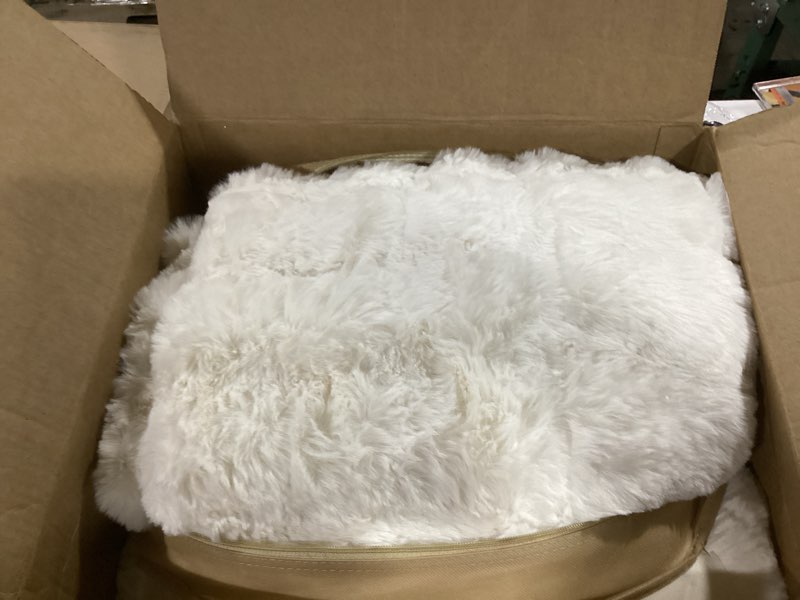 Condition photo showing As Is for downluxe King Size Comforter Set, Fluffy Comforter Faux Fur Beige Comforter King Set, Faux Rabbit Fur Winter Bedding Set with 2 Pillowcases Beige King