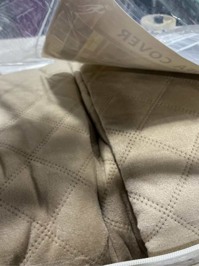 Condition photo showing Good Condition for easy-going l shape sofa slipcover - reversible sectional couch cover for pets & kids (large, beige/beige) large beige/beige
