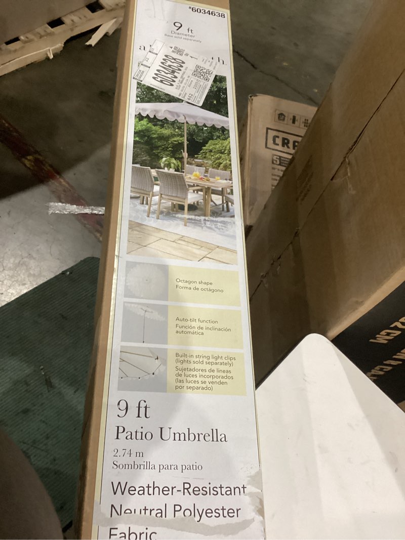Condition photo showing Good Condition for allen + roth 9-ft aluminum beige auto-tilt market patio umbrella