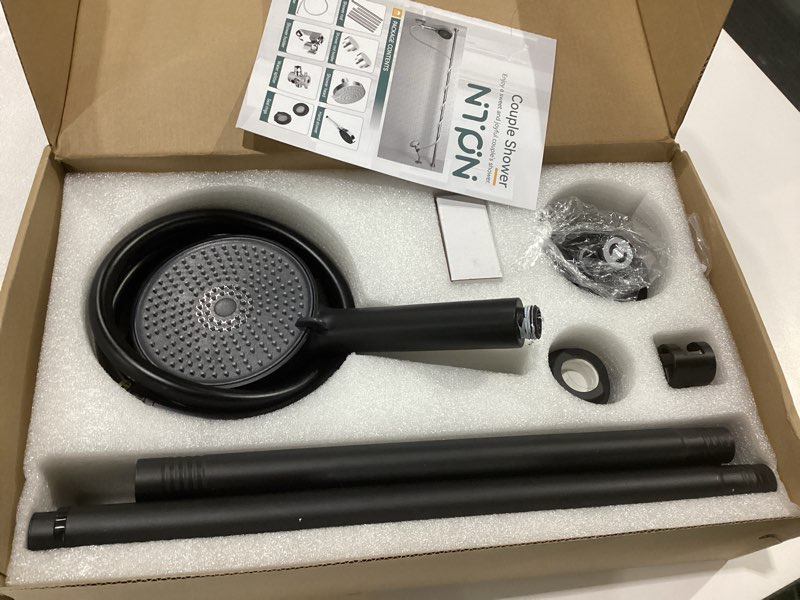 Condition photo showing Good Condition for Dual Shower Head with Handheld for Couples: High Pressure Double Shower Heads for Two People - Adjustable Two Showerhead System with 3 Flow Settings Fits 2 Person Bathroom (Black)