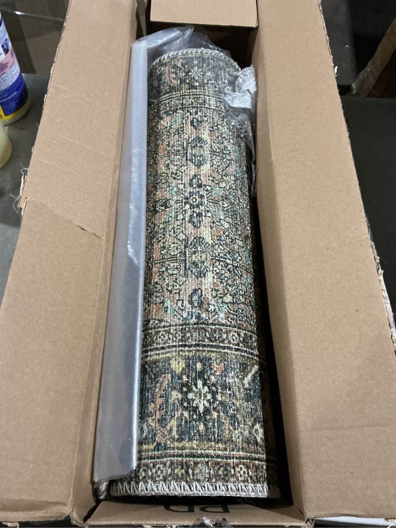 Condition photo showing Good Condition for loloi adrian collection adr-03 terracotta/multi 2'-0" x 5'-0", .19" thick accent rug 2' x 5' (rectangular) terracotta / multi