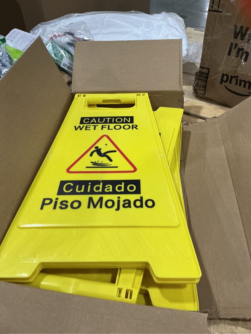 Condition photo showing New/Like New for xpcare 24 inches caution wet floor sign,4pack yellow bilingual double-sided safety warning signs,a frame safety wet floor signs commercial 4pack-yellow