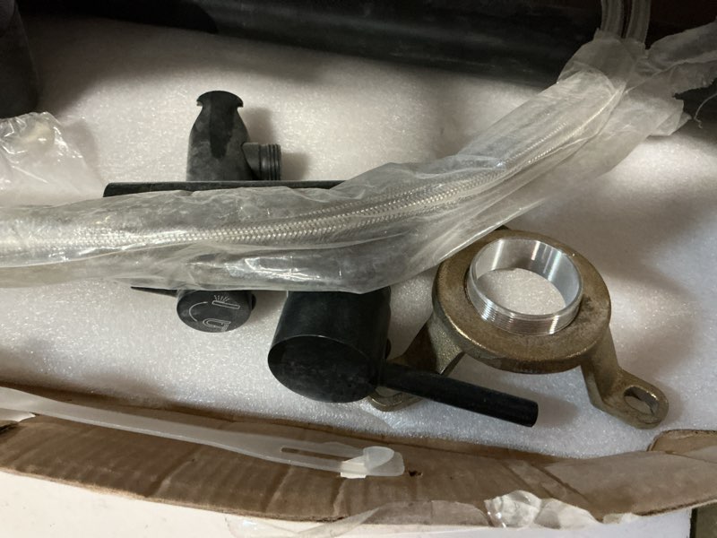 Condition photo showing As Is for besy tub filler freestanding bathtub faucet matte black floor mount tub faucet waterfall free standing bathtub filler high flow brass bath shower faucets with handheld sprayer