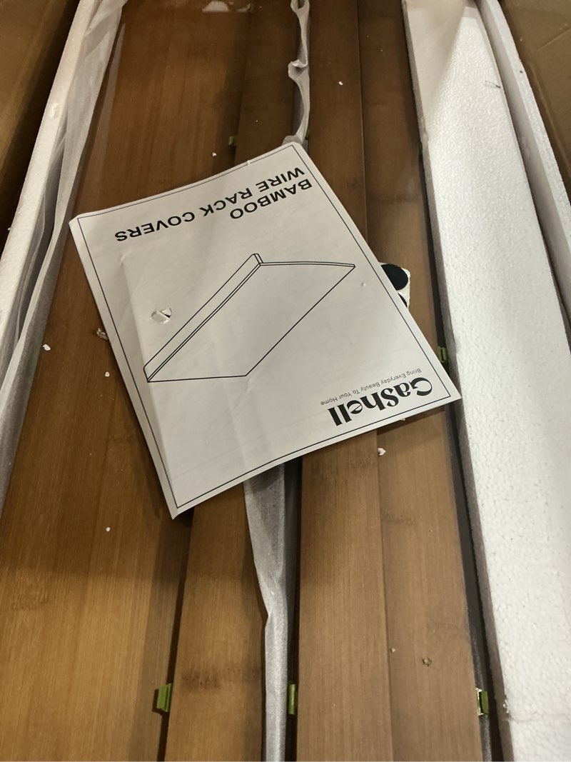 Condition photo showing Good Condition for gashell wire shelf covers, bamboo wire rack covers for pantry, closet (5pcs, 32" w x 16" d) 32"w x 16"d 5