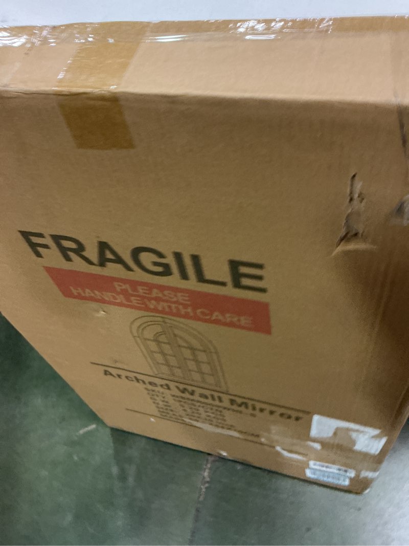 Condition photo showing New/Like New for Arched Wall Mirror -Window Mirrors for Wall Decor Wood Frame Farmhouse Decor White Decorative Wall Mirrors Like Window for Bedroom, Living Room, Entrance, Dining Room (Wood, 20"x30") White Wood 30"L x 20"W