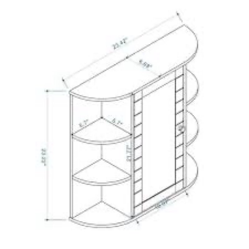wall mounted bathroom cabinet with mirror door, 6 open shelves,3 adjustable shelves