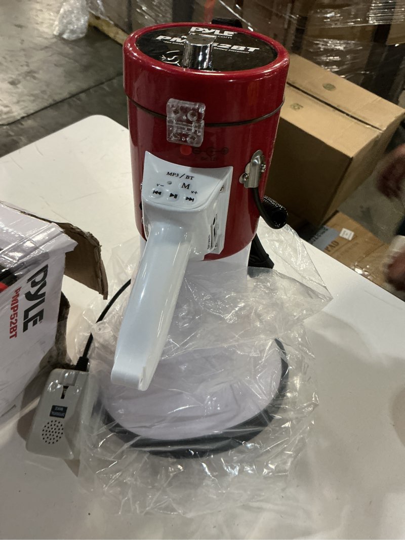 Condition photo showing Good Condition for pyle portable megaphone speaker pa bullhorn-built-in siren, 50w adjustable volume control &1200 yard range-ideal for any outdoor sports, cheerleading fans & coaches or for safety drills - pmp52bt