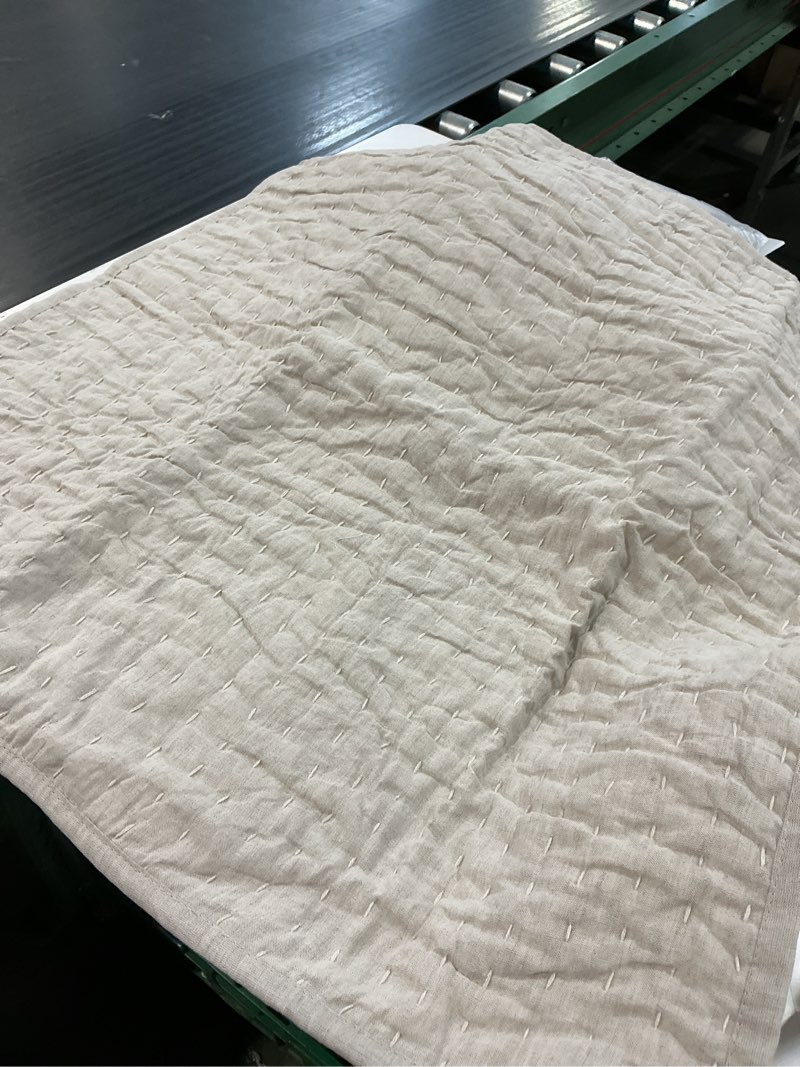 Condition photo showing Good Condition for european linen cotton stitch quilted euro sham color: natural(unknown size)