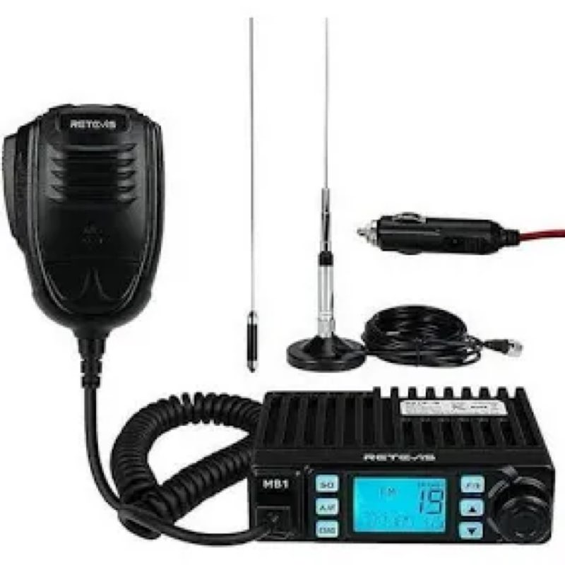 retevis mb1 40 channel cb radio, noise cancellation long range mobile radio, with cb antenna and cig