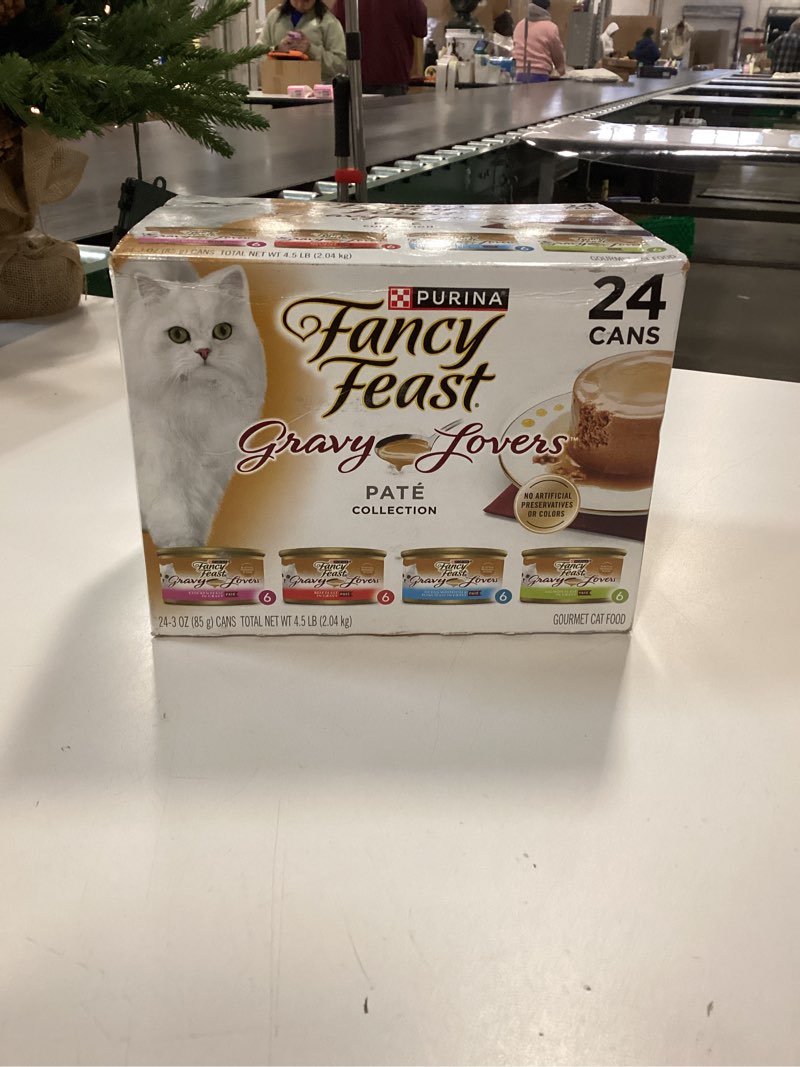Condition photo showing New/Like New for Purina Fancy Feast Gravy Lovers Variety Pack Feast Pate in Wet Cat Food Gravy - (Pack of 24) 4.5 lb. Boxes (BEST BY MAY 2027)