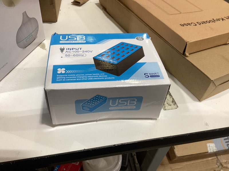 Condition photo showing New/Like New for usb charging station,100w 20-port multi device charger with intelligent safety features,charging station for multiple devices phone,watch,pad,speakers,headphones,ps compact for home,office,travel