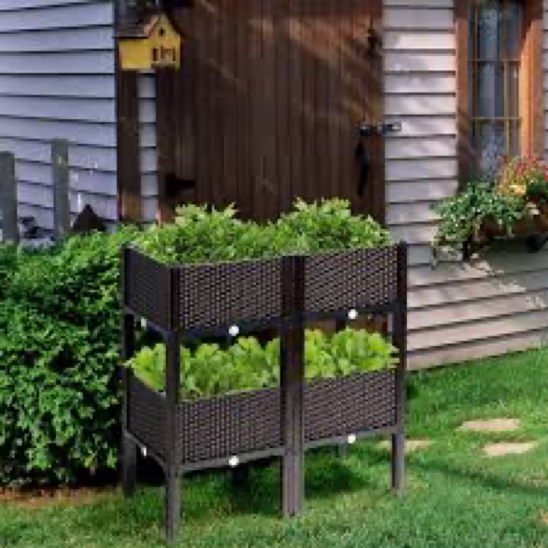 Klippehop Raised Garden Bed with Reinforcement Rods Elevated Planter Boxes for Outdoor Plants with D