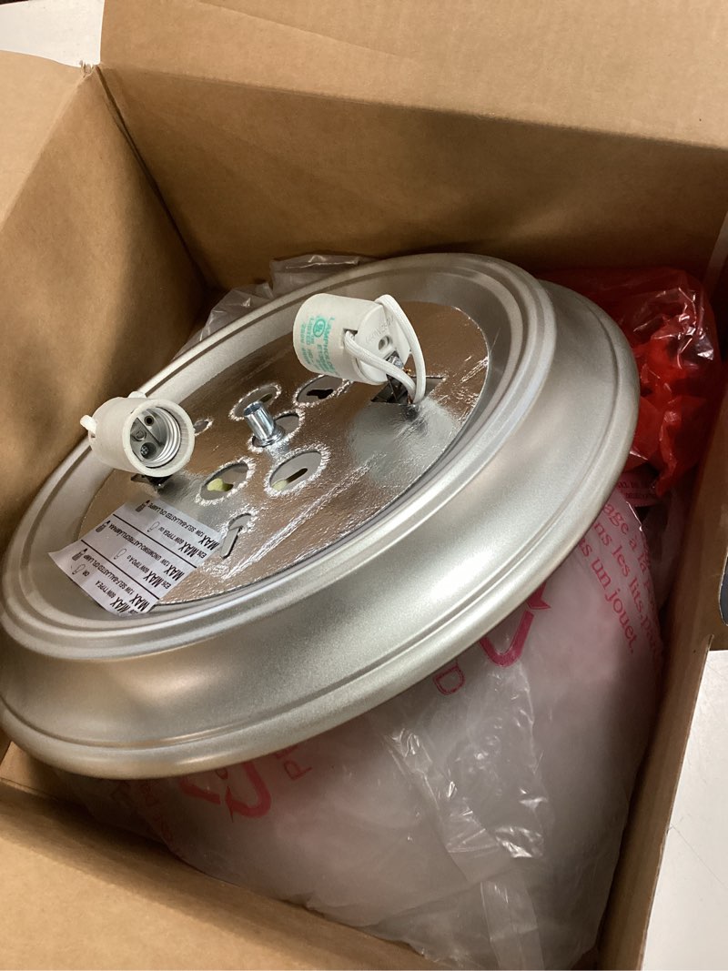 Condition photo showing As Is for project source 2-light 13-in satin nickel led, flush mount light (2-pack)