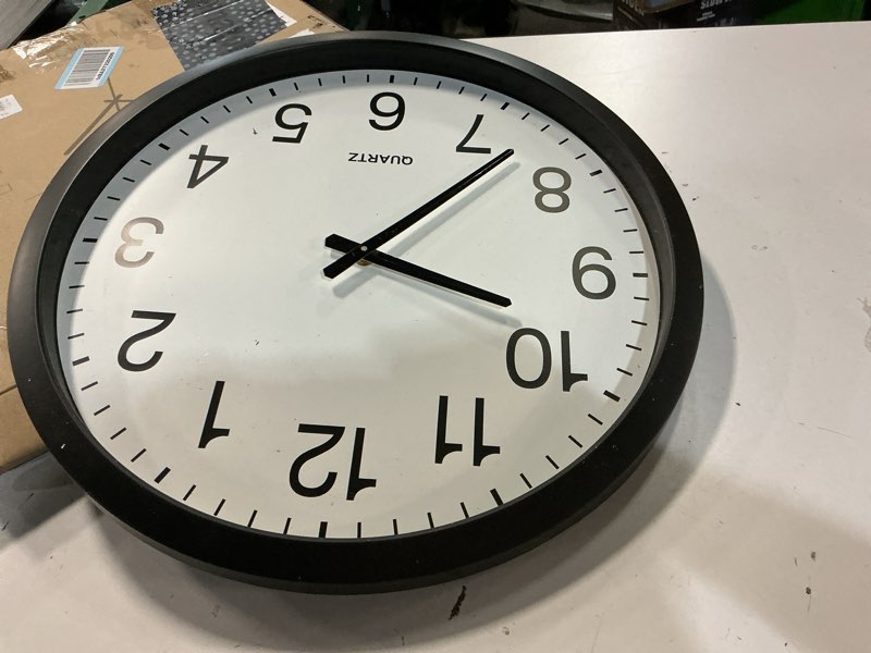 Condition photo showing As Is for bernhard products black wall clock silent non ticking - xl 18 inch quality quartz battery operated round easy to read home/office/classroom/school clock