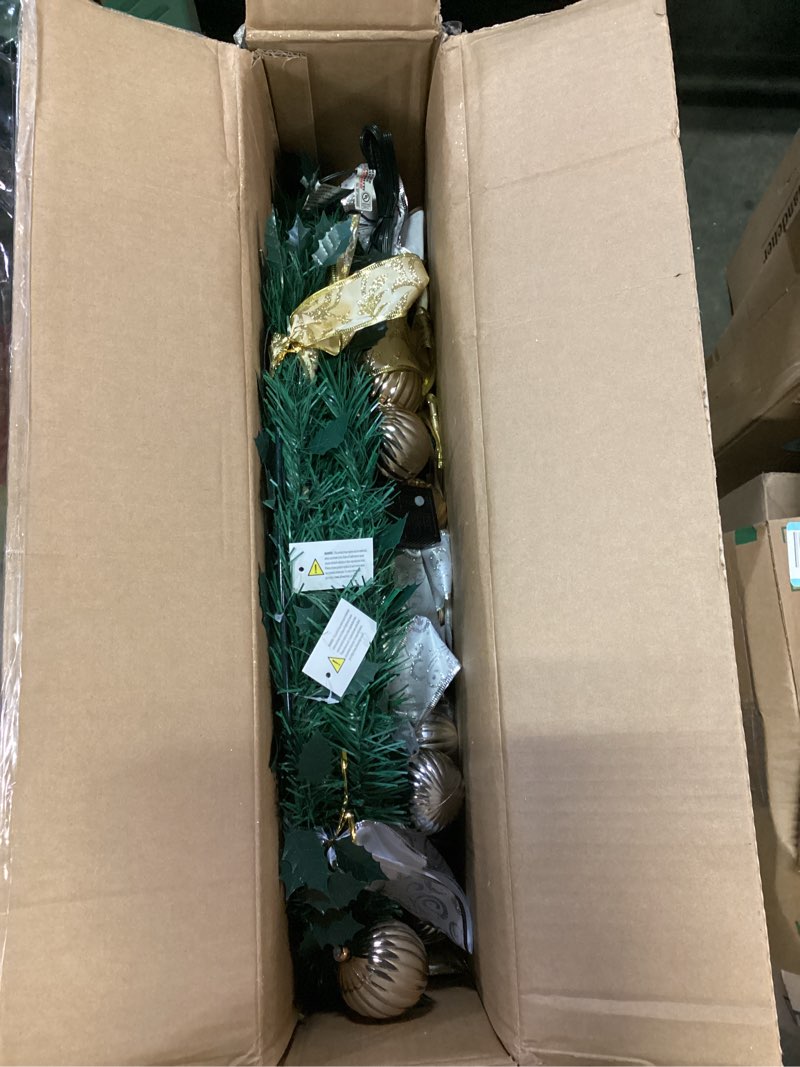 Condition photo showing Good Condition for VINGLI 6ft Pop up Artificial Christmas Pine Tree with 150 Warm White Lights, Xmas Tree Holiday Party Decorations with Sturdy Metal Stand (Gold&Silver) 6FT Gold & Silver