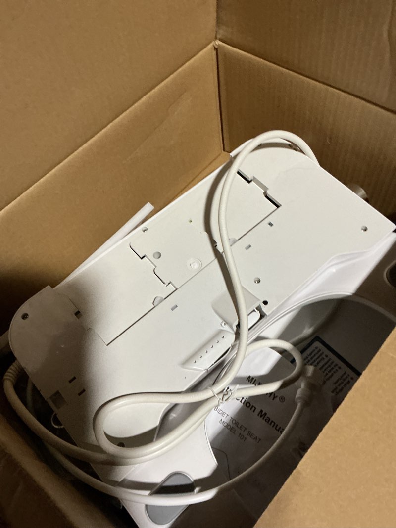 Condition photo showing As Is for FVZ Bidet Toilet Seat Elongated Smart Heated Toilet Seat with Warm Water & Dryer, Feminine & Child Wash, Self-Clean Stainless Steel Nozzle, Adjustable Water Pressure, Slow Close Lid White Elongated